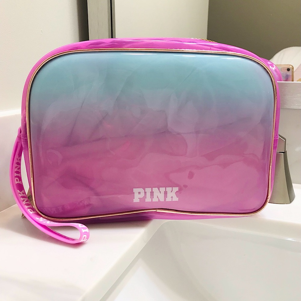 🆕PINK SUPER CUTE COSMETIC BAG/MERMAID COLORS ZIPPER CLOSURE/PINK ON FRONT/NWT!!